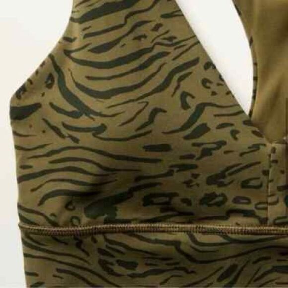 Athleta Transcend Plunge Bra NEW with tags Size Large D/DD Nina Animal Olive - Picture 4 of 14